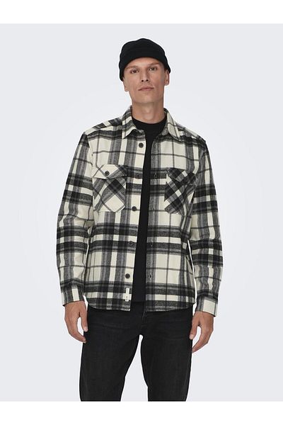 Only & Sons Мъжка риза с широка яка - 22026313