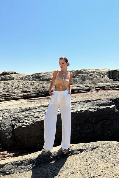 Seda Yalçın Atelier White Clamp Detail Tnsl Fabric Trousers
