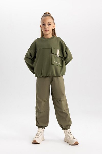 DeFacto Girl's Oversize Wide Fit Pocket Printed Sweatshirt A8076A823Au