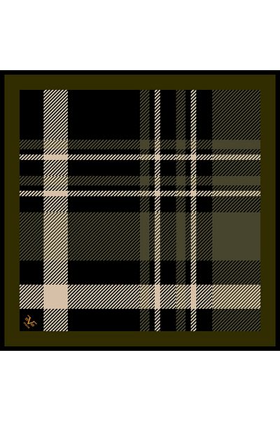 19V69 ITALIA Plaid Pattern Black Series Twill with Scarf Hanger and Gift Set 90x90 Cm