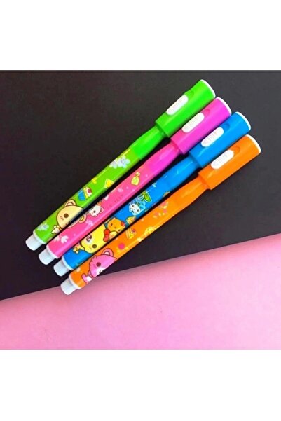 Gerçek Efsane 4 Adet Işıklı Görünmez Kalem - Mavi Pembe Yeşil Turuncu Gövde