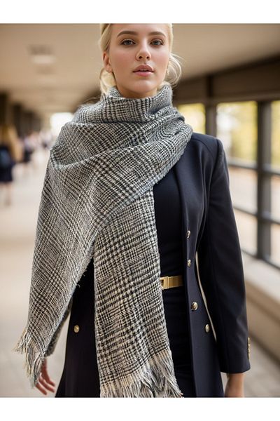 new ats Şal cu umăr dublu cu model în carouri