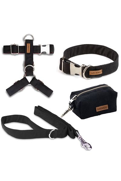 Lusi Doog Dog Chest Collar Dog Neck Collar Dog Walking Strap and Dog Poop Bag Set