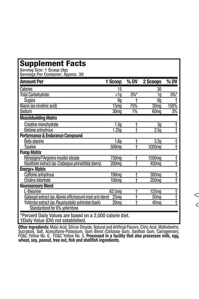 MUSCLETECH Blue Razz Freeze Preworkout - 266 Gr