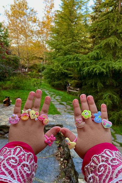Fysummer 30-Piece Adjustable Children's Ring Set Matte Model