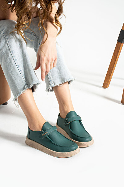 MODELLE SHOES Toka Detaylı Hakiki Deri Kadın Loafer Ayakkabı