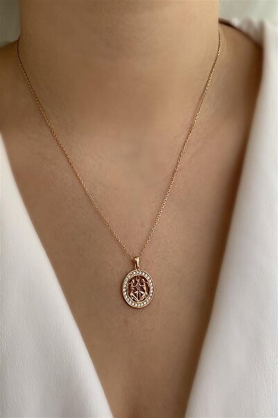 Ziu 925 Ayar 2,8 gram Ikizler Burcu Rose Kolye