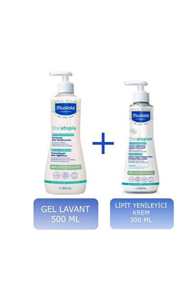 Mustela Stelatopia Gel Lavant 500 Ml + Lipit Yenileyici Krem 300 Ml