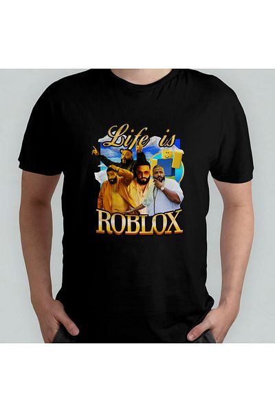 Pixxa Roblox Life - Dj Khaled Crew Neck 100% Cotton T-Shirt Model