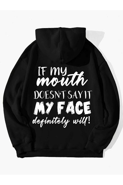 JDM Суитшърт с качулка и принт на гърба If My Mouth Custom Design Regular Fit