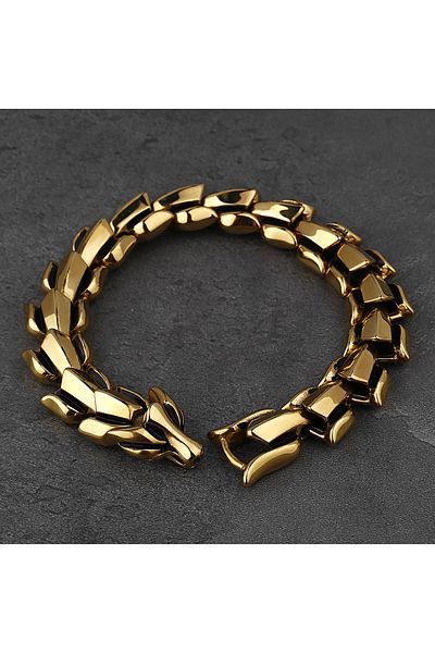 Viking Stainless & Tarnish Resistant 316L Steel Bracelet with Ouroboros Dragon Design