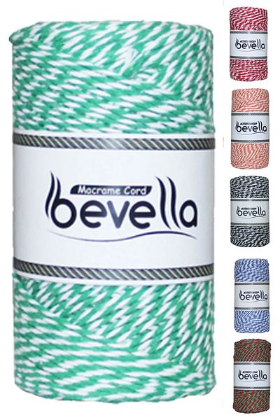Bevella Macrame Cord Πράσινο Λευκό Σχοινί Martenitsa - Σχοινί δώρου και συσκευασίας 200g