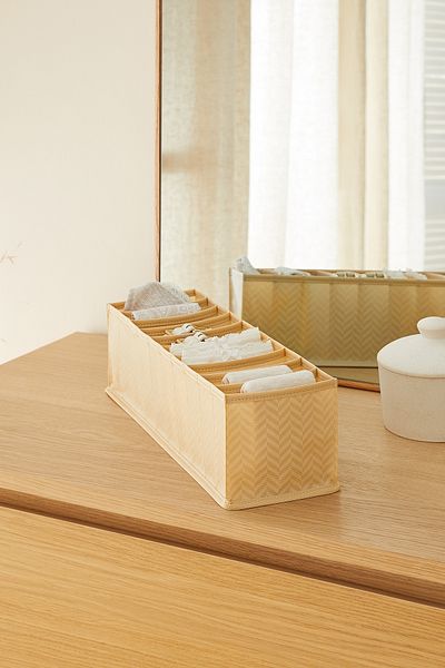 Ocean Home Textile Συρτάρι ντουλαπιών 10 διαμερισμάτων μπεζ ψαροκόκκαλο Εσωτερικό Ακορντεόν Πτυσσόμενο Organizer πλυντηρίου