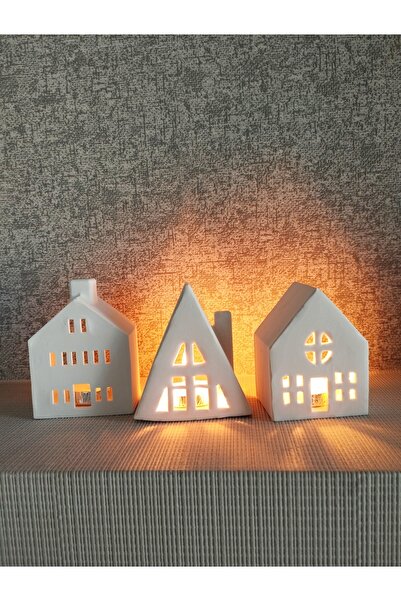 stone powder decorative 3lü Ev Mumluk Dekoratif Beton Mumluk ( Tealight mum d...