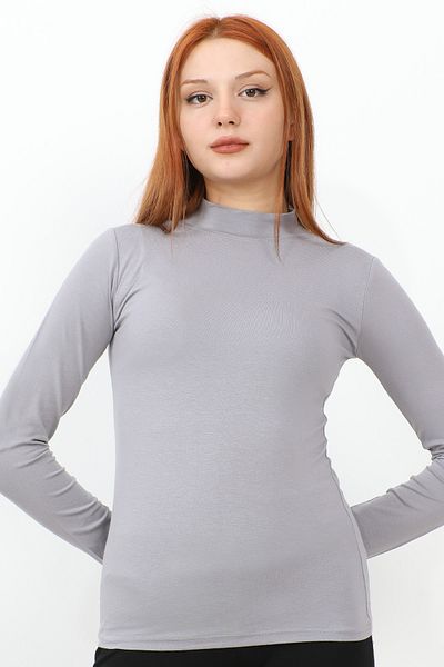 InStyle Langarm-Rollkragen-Basic-Body – Grau