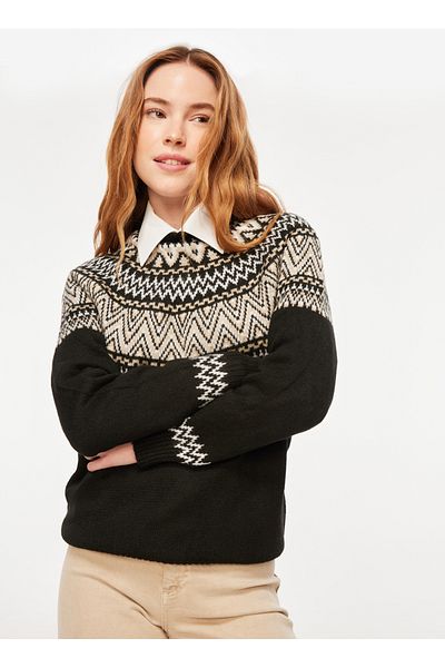 Lee Cooper Карирана яка - Основен черен пуловер | ALISA BLACK 241 LCF 261004
