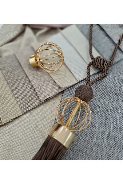 Akcan Brown Color Gold Cage Long Braçol