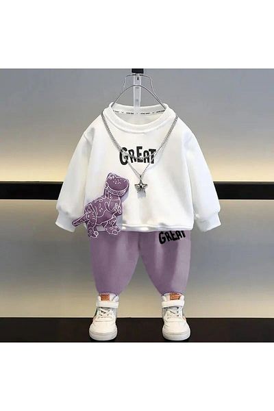 UMKEM DINOSAUR FASHION Boys Primary School l School Tracksuit And Daily Bottom Top Set
