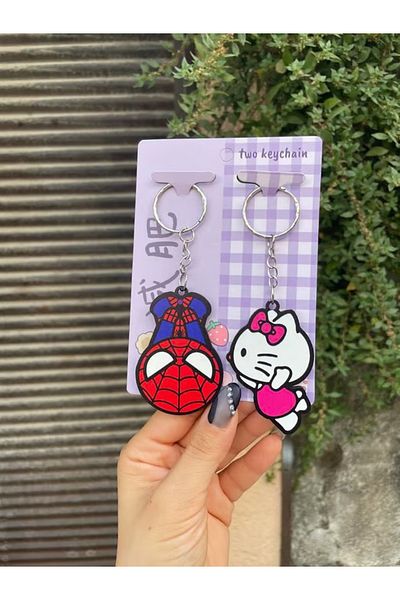 Planet Butik Cat and Spider 2-Piece Keychain