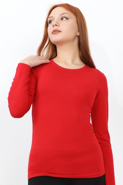 InStyle Long Sleeve Crew Neck Basic Body - Red