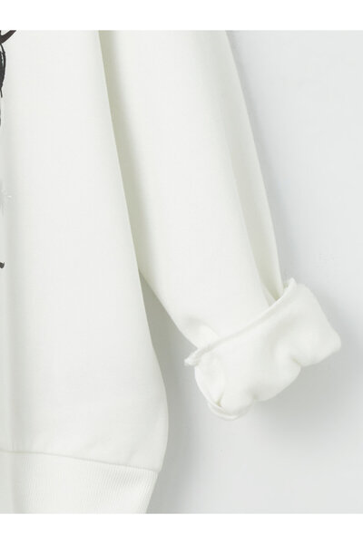 LC Waikiki Langärmliges, übergroßes Damen-Sweatshirt mit Rundhalsausschnitt und Mickey-Mouse-Aufdruck