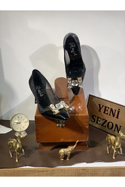 RAJAB Sivri Burun Taş Tokalı Kadeh Çelik Topuk File Detaylı Rahat Kalıp Şık S...