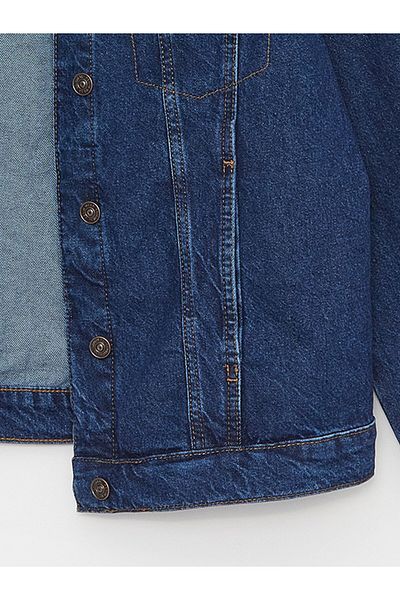 LC Waikiki Women's Jean Jacket - Shirt Collar, Solid, Long Sleeve