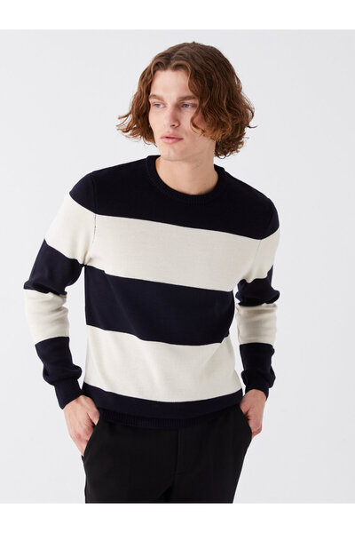 LC Waikiki Чоловічий в'язаний светр з довгими рукавами з кольоровим блокуванням