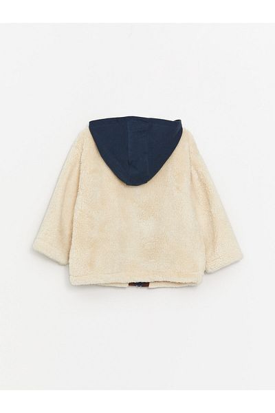 LC Waikiki Kapuzen-Langarm-Farbblock-Plüsch-Baby-Jungen-Sweatshirt mit Reißverschluss
