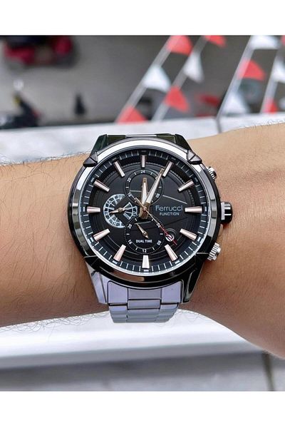 Ferrucci Men's Multifunctional Metal Band Wristwatch