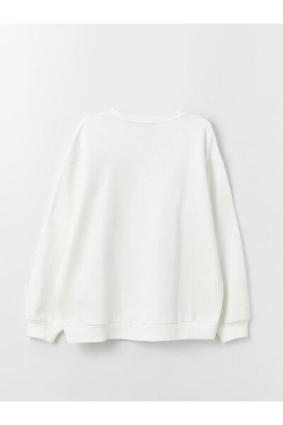 LC Waikiki Langärmliges, übergroßes Damen-Sweatshirt mit Rundhalsausschnitt und Mickey-Mouse-Aufdruck