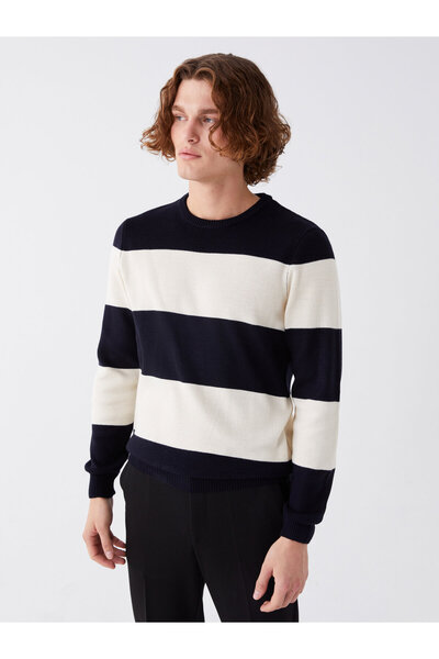 LC Waikiki Чоловічий в'язаний светр з довгими рукавами з кольоровим блокуванням