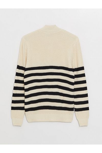 LC Waikiki Stand Collar Long Sleeve Striped Men's Knitwear Sweater