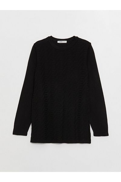 LC Waikiki Long Sleeve Crew Neck Patterned Women's Knitwear Sweater