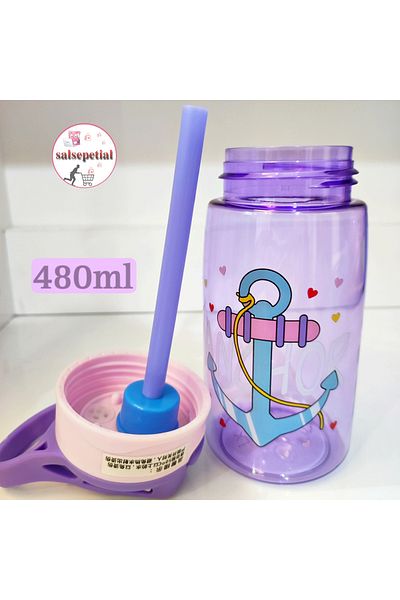 Salsepetial Figured Children's Water Bottle School Water Bottle with Straw BPA Free Water Bottle Water Bottle 480ml