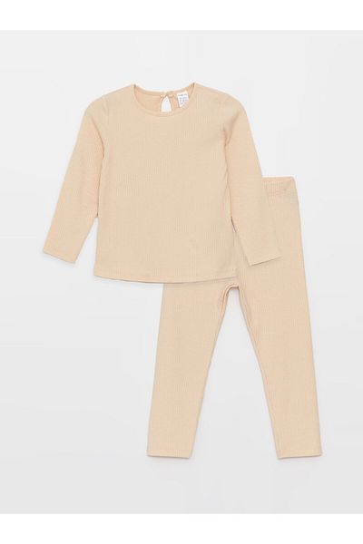 LC Waikiki Crew Neck Long Sleeve Basic Baby Girl Pajama Set