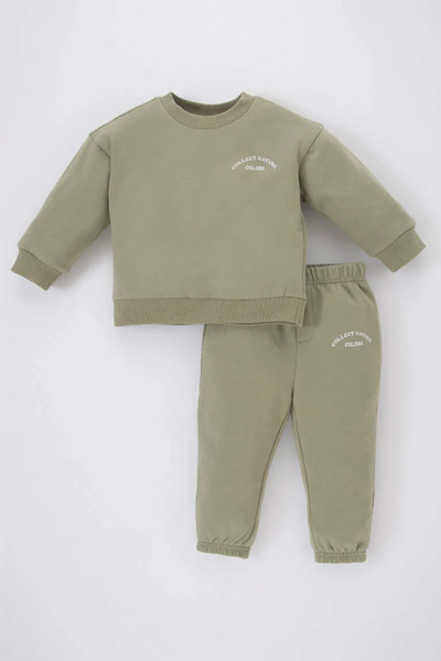 DeFacto Erkek Bebek Slogan Baskılı Sweatshirt Eşofman Altı 2'li Takım