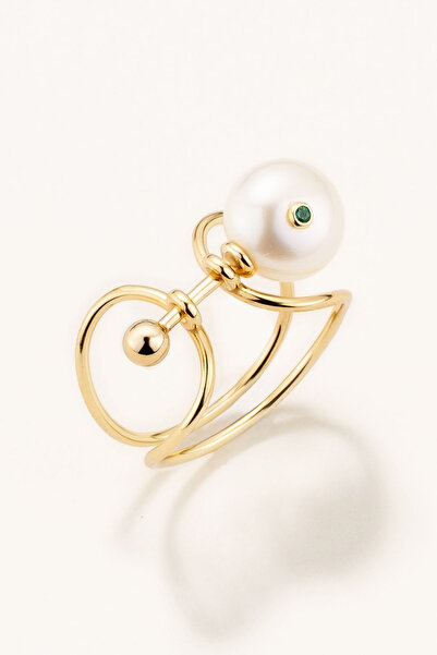 Marie Claire 18 Ayar Altın Kaplama Gümüş İncili Yüzük