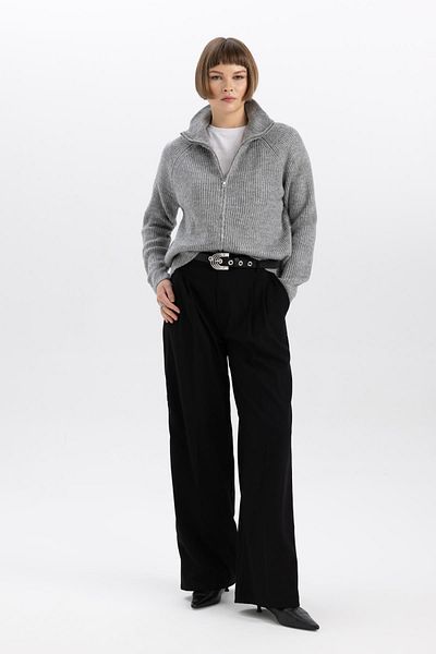 DeFacto Strickjacke aus Selanik-Stoff mit normaler Passform und Reißverschluss