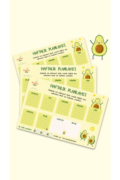 Harikalar Ofisi Avocado Designed 3-Piece Planner Set