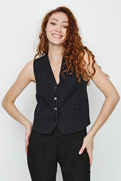 Select Moda Жіночий смугастий жилет з регулярною застібкою