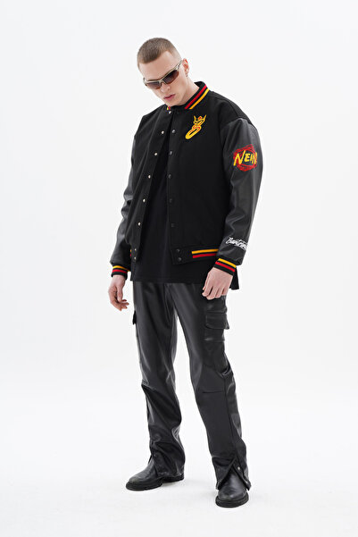 SaintGreyHills Berlin Varsity Unisex Siyah Oversize Kolej Ceket