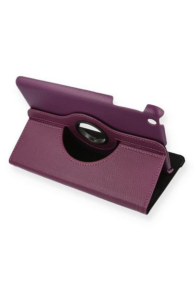 AQUA AKSESUAR iPad Mini 3 Compatible Case 360 Rotating Leather Protected Tablet Case - Plum