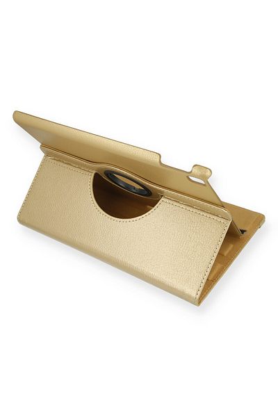 AQUA AKSESUAR iPad 10.2 (8th generation) Compatible Case 360 Rotating Leather Protected Tablet Case - Gold