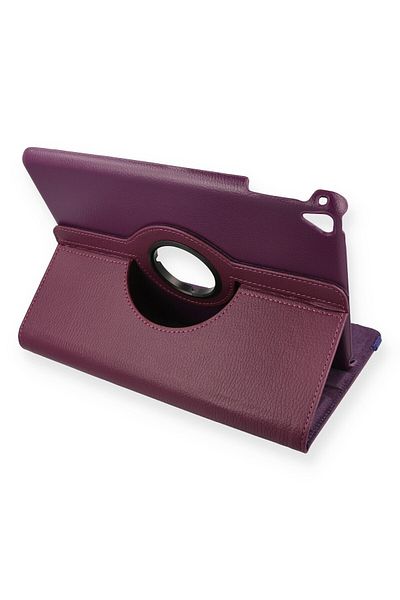AQUA AKSESUAR iPad Pro 9.7 Compatible Case 360 Rotating Leather Protected Tablet Case - Plum