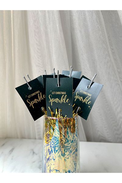 The Istanbul Event 10-Piece Green Christmas "Let Christmas Sparkle" Torch - New Year Torch - Christmas Ornament