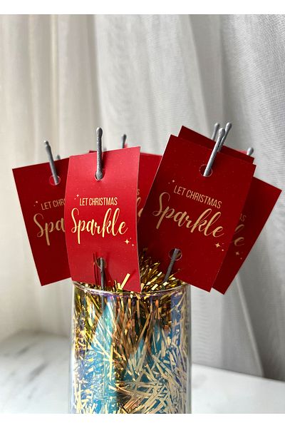 The Istanbul Event 10-Piece Red Christmas "Let Christmas Sparkle" Torch - New Year Torch - Christmas Ornament