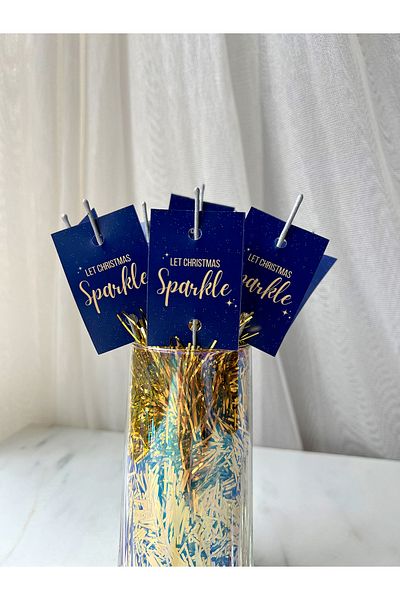 The Istanbul Event Σετ 10 Ναυτικό Μπλε Πρωτοχρονιάτικο Φακό "Let Christmas Sparkle" - Πρωτοχρονιάτικο Φακό - Πρωτοχρονιάτικο Στολίδι