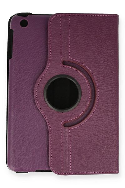 AQUA AKSESUAR iPad Mini 1 Compatible Case 360 Rotating Leather Protected Tablet Case - Plum