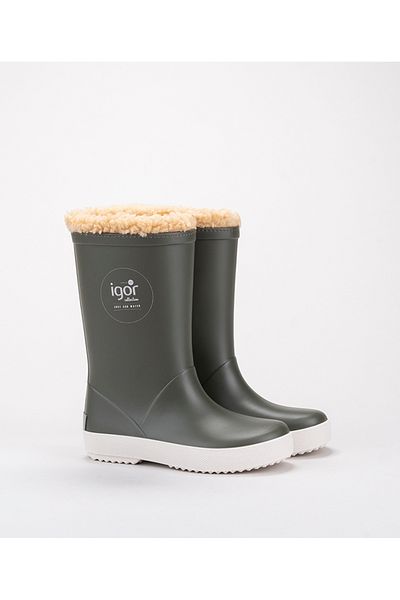 IGOR W10207 Splash Nautico Kids Furry Khaki Green Rain Boots